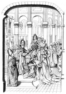The coronation of King Charles V of France (1337-1380), 14th century (1849).Artist: A Bisson