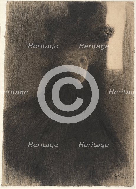 Portrait of a Lady with Cape and Hat, 1897-1898. Artist: Klimt, Gustav (1862-1918)