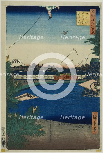 Hibiya and Soto-Sakurada from Yamashita-cho (Yamashita-cho Hibiya Soto-Sakurada), from the..., 1857. Creator: Ando Hiroshige.