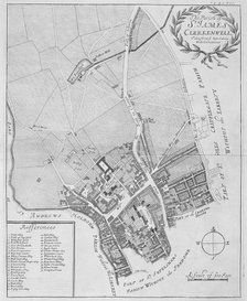 Map of the parish of St James Clerkenwell, London, 1720. Artist: Anon