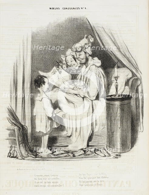 Ce matin, avant l'aurore, un Dieu vint me reveiller..., 1839. Creator: Honore Daumier.