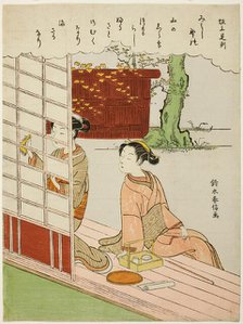 Poem by Sakanoue no Korenori, from an untitled series of Thirty-Six Immortal Poets, c. 1767/68. Creator: Suzuki Harunobu.