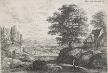 Landscape with a man with a walking stick,  Mid 17th century. Creator: Lucas van Uden.