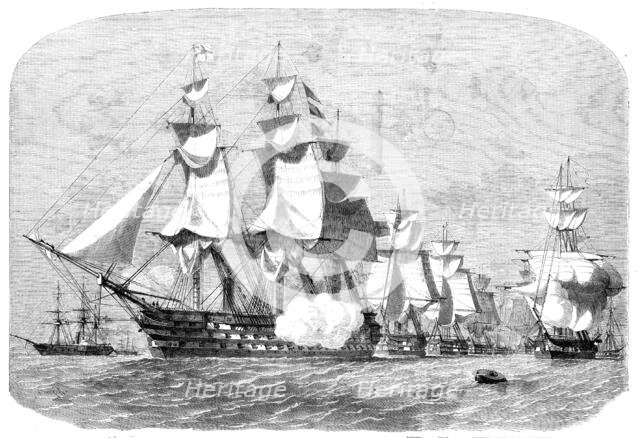 Terrible; Valorous; Royal Albert, 131, Flag of Vice-Admiral Lyons..., 1858. Creator: Unknown.