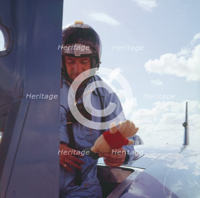 Donald Campbell with Mascot Mr.Woppit, 1960s. Artist: Unknown.