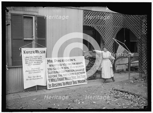 Woman suffrage banners, between 1916 and 1918. Creator: Harris & Ewing.