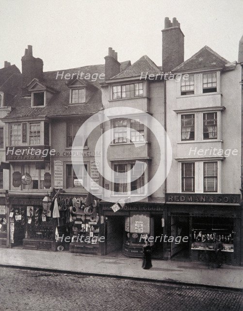 View of houses and shop fronts in Borough High Street, Southwark, London, 1881. Artist: Henry Dixon