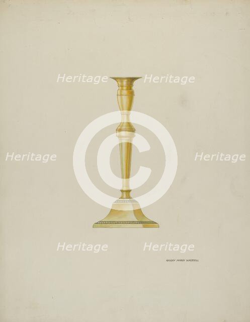 Brass Candlestick, c. 1937. Creator: Harry Mann Waddell.