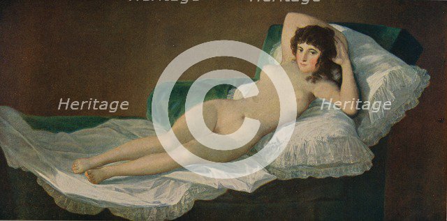 'La Maja Desnuda', (The Naked Maja), c.1797-1800, (c1934). Artist: Francisco Goya.