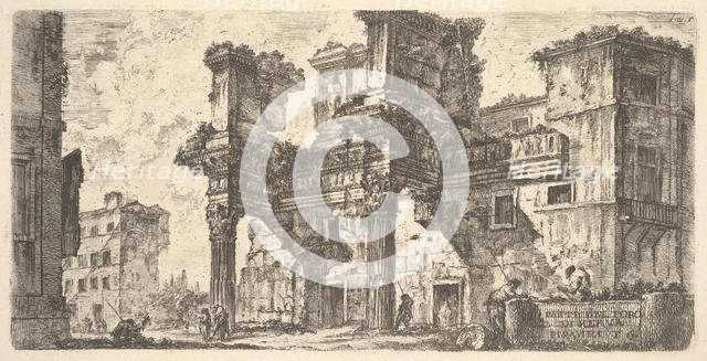 Plate 1: Part of the Forum of Nerva (Parte del Foro di Nerva), ca. 1748. Creator: Giovanni Battista Piranesi.