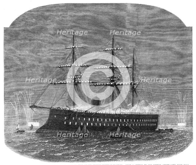 The International Naval Festival at Cherbourg: illumination of the French ironclad Magenta, 1865. Creator: Unknown.