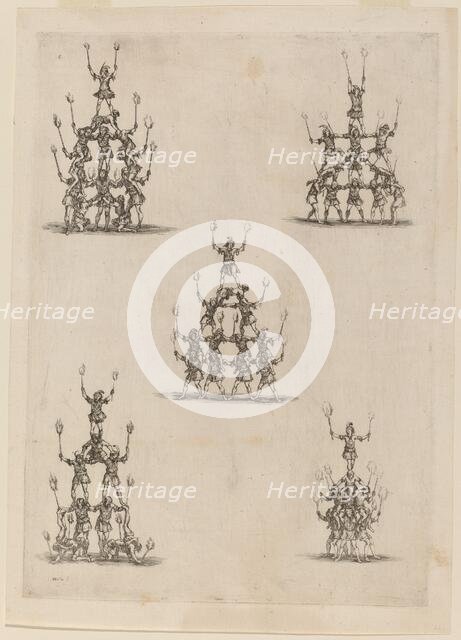 Pyramids of Jugglers, 1652. Creator: Stefano della Bella.