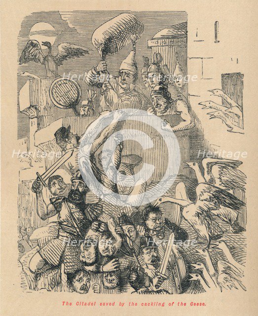'The Citadel saved by the cackling of the Geese', 1852. Artist: John Leech.