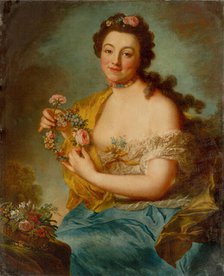 Self-Portrait as Flora, c. 1766. Creator: Therbusch-Lisiewska, Anna Dorothea (1721-1782).