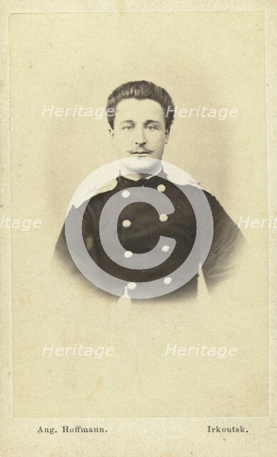 Telegraph operator in Irkutsk, head-and-shoulders portrait, facing front, between 1880 and 1886. Creator: Unknown.