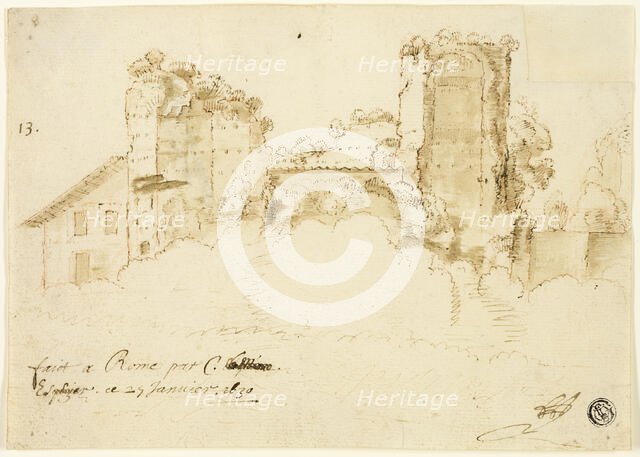 Roman Landscape, 1630. Creator: Possibly Bartholomeus Breenbergh (Dutch, 1598-1657.