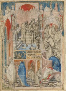 The Rejection of Joachim and Anna's Offering; Leaf from a Book of Hours, about 1410-1430. Creator: Master of the Rohan Hours.