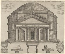 Elevation of the Pantheon in Rome, reconstructed to its original form, 1549. Creator: Anon.