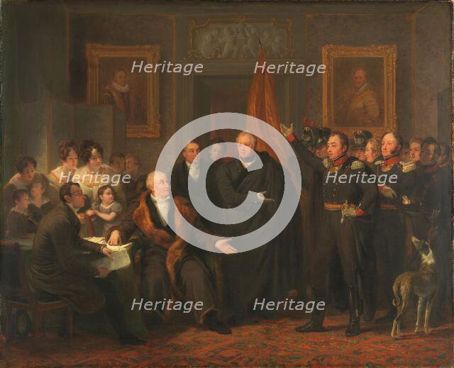 Triumvirate Assuming Power in the Name of the Prince of Orange, 21 November 1813, c.1828. Creator: Jan Willem Pieneman.