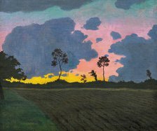 Coucher de soleil, nuages ??bleus (sunset, blue clouds), 1918. Creator: Vallotton, Felix Edouard (1865-1925).