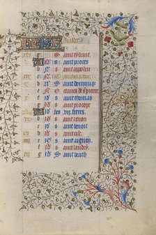 Calendar Page; Book of Hours, about 1415-1420. Creator: Unknown.