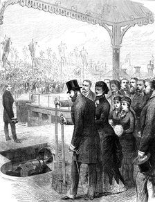 The Prince of Wales opening the new North Docks at Liverpool, 1881. Creator: Unknown.