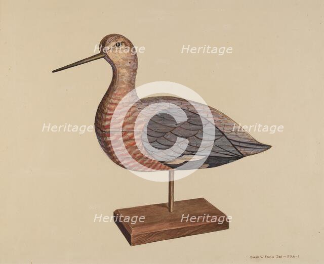Decoy (Hudsonian Godwit), c. 1939. Creator: Samuel W. Ford.