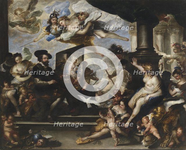 Rubens painting the Allegory of Peace. Artist: Giordano, Luca (1632-1705)