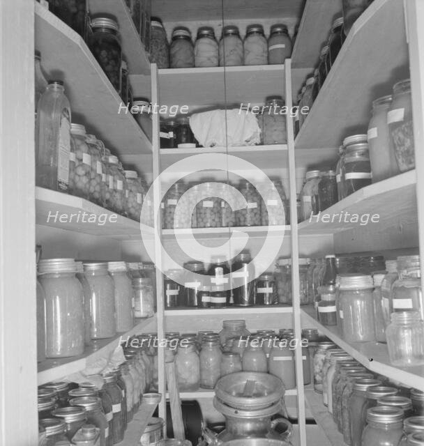 Mrs. Granger's storeroom, Yamhill farms, Yamhill County, Williamette Valley, Oregon, 1939. Creator: Dorothea Lange.