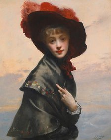 Dame au chapeau. Creator: Jacquet, Gustave Jean (1846-1909).