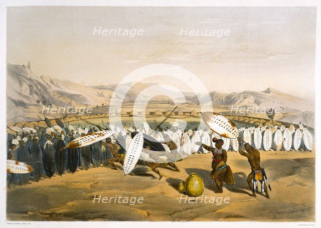 Umpanda Reviewing his Troops at Nonduengi, 1849. Artist: George French Angas