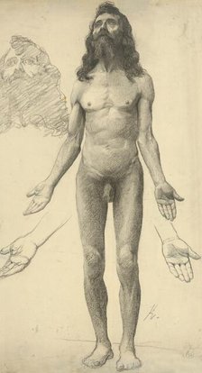 Nude man with a beard, 1910-1915. Creator: Ferdinand Katona.