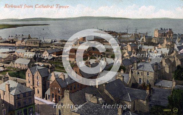 Kirkwall from the Cathedral tower, Orkney, Scotland, 20th century. Artist: Unknown