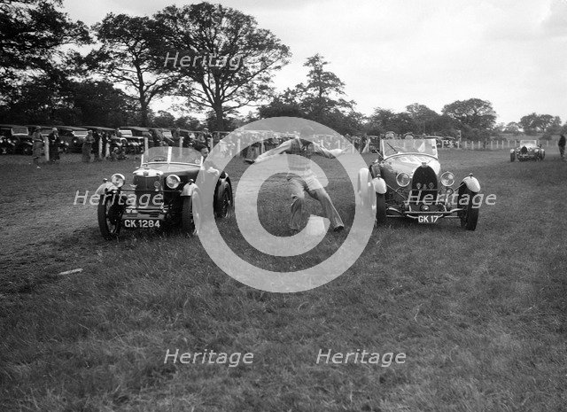 MG M type and Bugatti Type 43 taking part in the Bugatti Owners Club gymkhana, 5 July 1931. Artist: Bill Brunell.