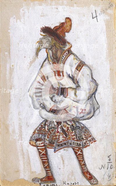 Costume design for the ballet The Rite of Spring (Le Sacre du Printemps) by I. Stravinsky, 1912. Artist: Roerich, Nicholas (1874-1947)