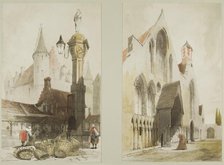 Fish Market, Antwerp and Hospice des Vieillards, Cand, from Picturesque Architecture..., 1839. Creator: Thomas Shotter Boys.