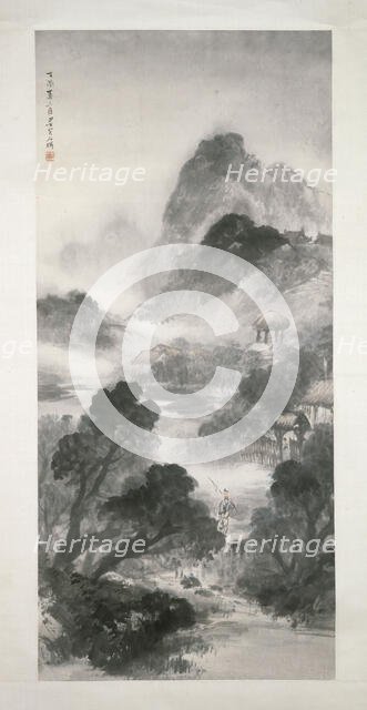 Landscape with a figure and buildings, 1897. Creator: Wu Qingyun.