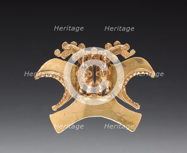 Double Bird-Headed Figure Pendant, c. 1000-1500. Creator: Unknown.