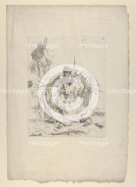 Six people watching a snake, from the Scherzi, ca. 1743-50. Creator: Giovanni Battista Tiepolo.