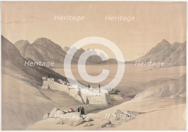 The Convent of St. Catherine, Mount Sinai, Looking towards the Plain of the Encampment, 1839. Creator: David Roberts (British, 1796-1864).
