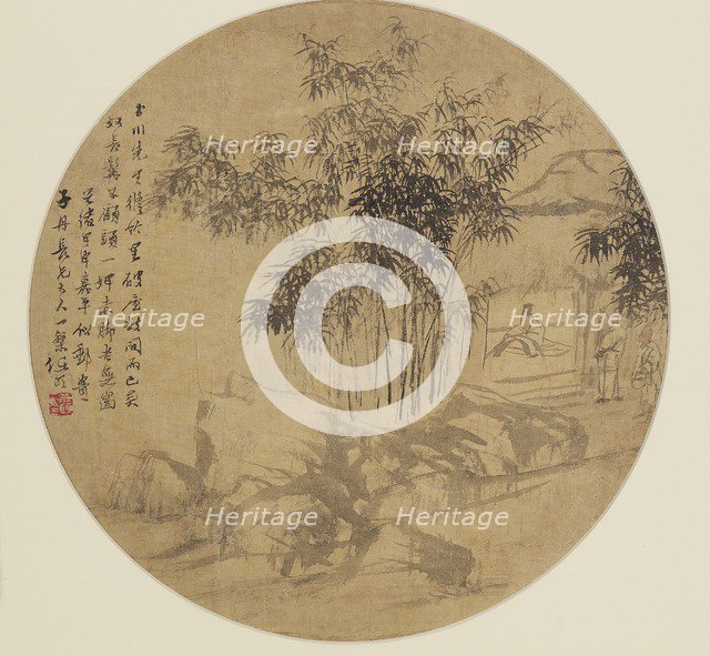 Fan painting - Landscape, 19th century, (1801-1900). Artist: Unknown.