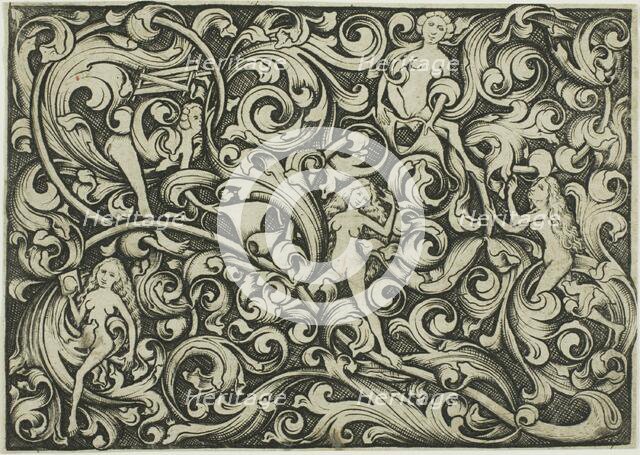 Ornament with Women Fighting, c. 1460. Creator: Master ES.