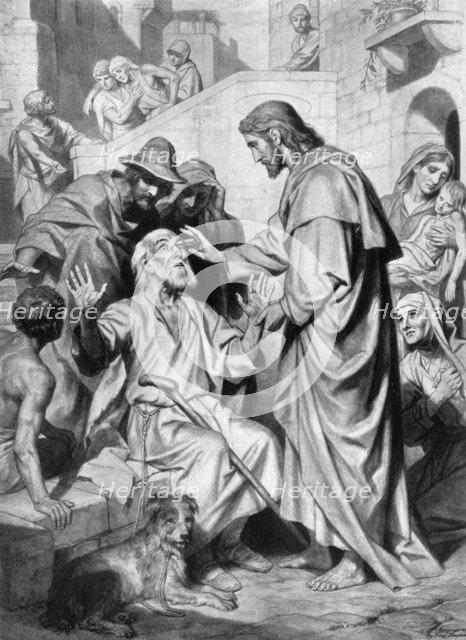 Christ healing the blind, 1926.Artist: Hofmann