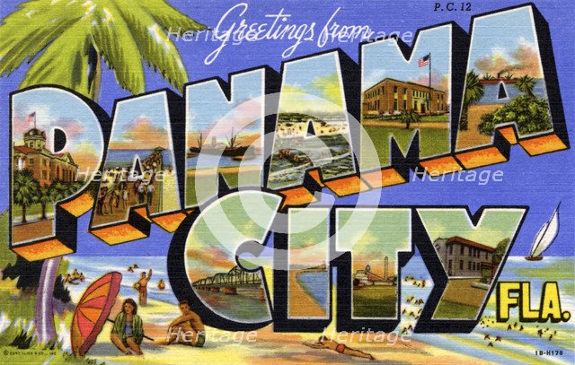 'Greetings from Panama City, Florida', postcard, 1941. Artist: Unknown