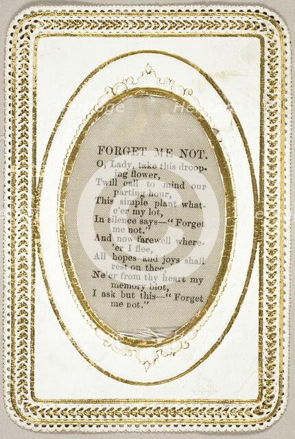 Forget Me Not (valentine), 1860/69. Creator: David Mossman.