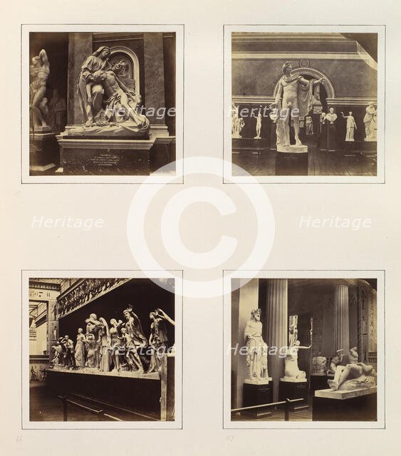 [Views in Greek Sculpture Gallery, Including A Pieta, Apollo Belvedere, Niobe and her ..., ca. 1859. Creator: Attributed to Philip Henry Delamotte.
