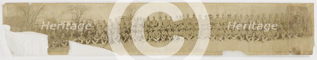 Panoramic photographic print of D Company, 369th regiment at Camp Merritt, 1917. Creator: Unknown.