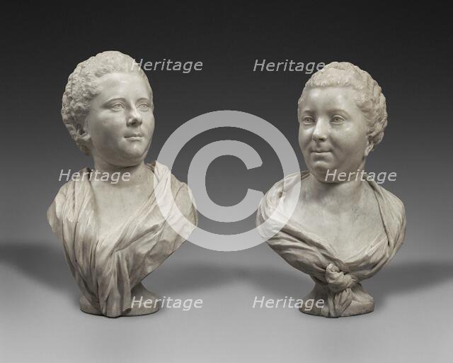 Busts of Two Sisters...Mme Brigitte François Elisabeth de Lansire...; Bust of Mme Adélaïde... 1750s. Creator: Jean-Baptiste Pigalle.