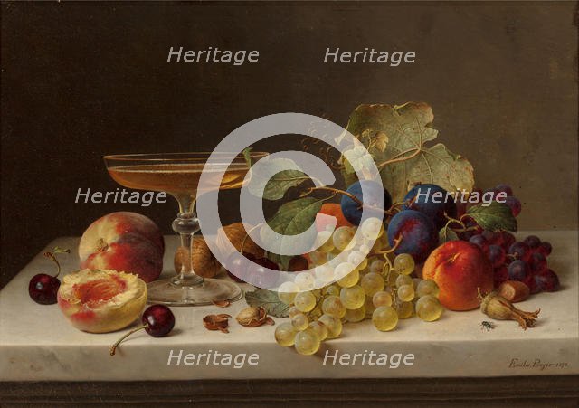 Still Life with Summer Fruits and Champagne , 1875. Creator: Preyer, Emilie (1849-1930).
