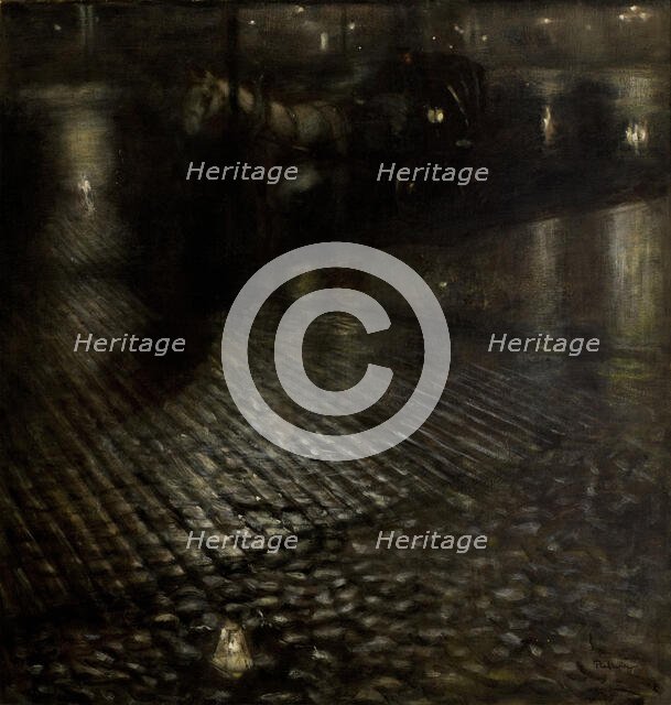 Cab in the Rain , 1896. Creator: Pankiewicz, Józef (1866-1940).